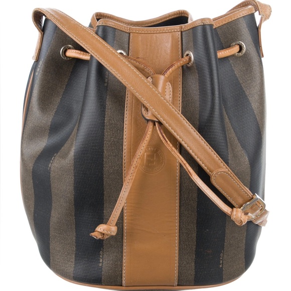 { Fendi } Vintage “Pequon” Brown & Black Crossbody Bucket Bag - Picture 15 of 15